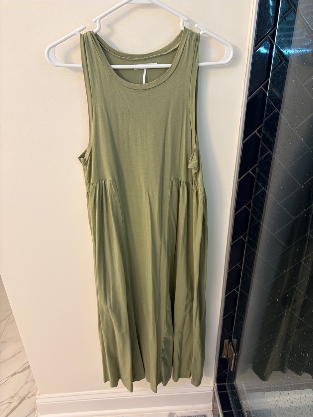Sleeveless Olive Green Midi Dress